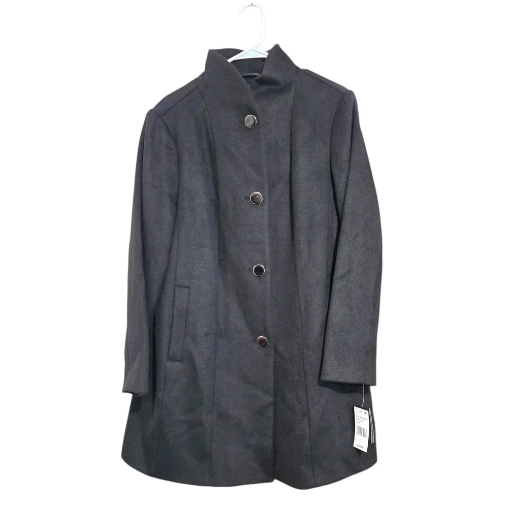Kate Spade New York Black High Neck Wool Blend Coat Women's XL NWT - $348‎